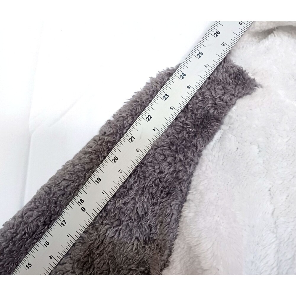 Women's Size S Hooded Fleece Pajama Set, 2-Piece, Gray/White, Long Sleeve Plush - Picture 8 of 15